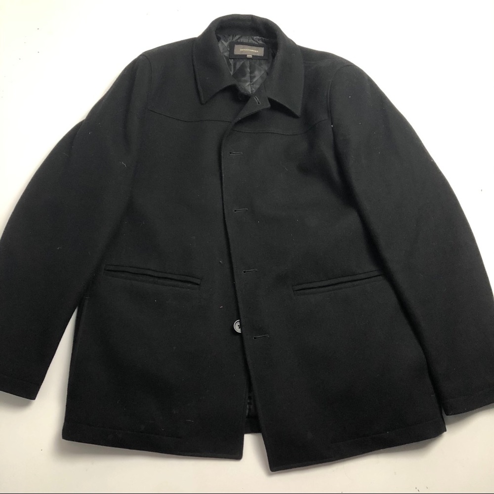 Denver Hayes Wool Pea Coat Black Mens XL